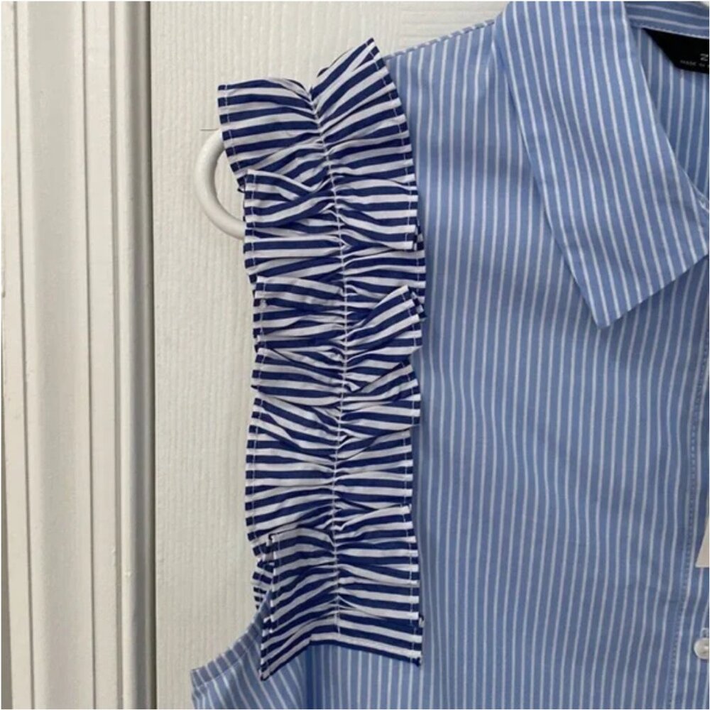 ZARA Striped Blouse – Size Small – Ruffle Detail - Picture 3 of 5